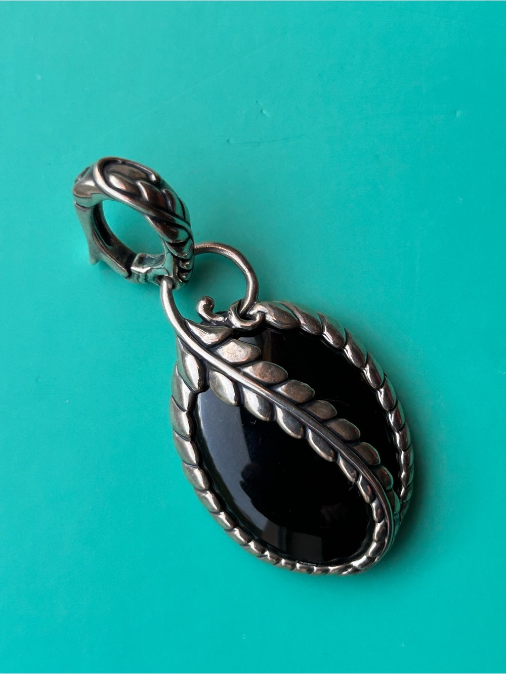 Vintage- Carolyn Pollack Relios Sterling Silver Black  Onix Pendant Enhancer